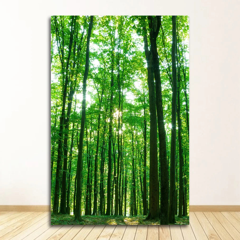 Nordic Forest Fog Mountain Canvas Wall Art | Unframed Print