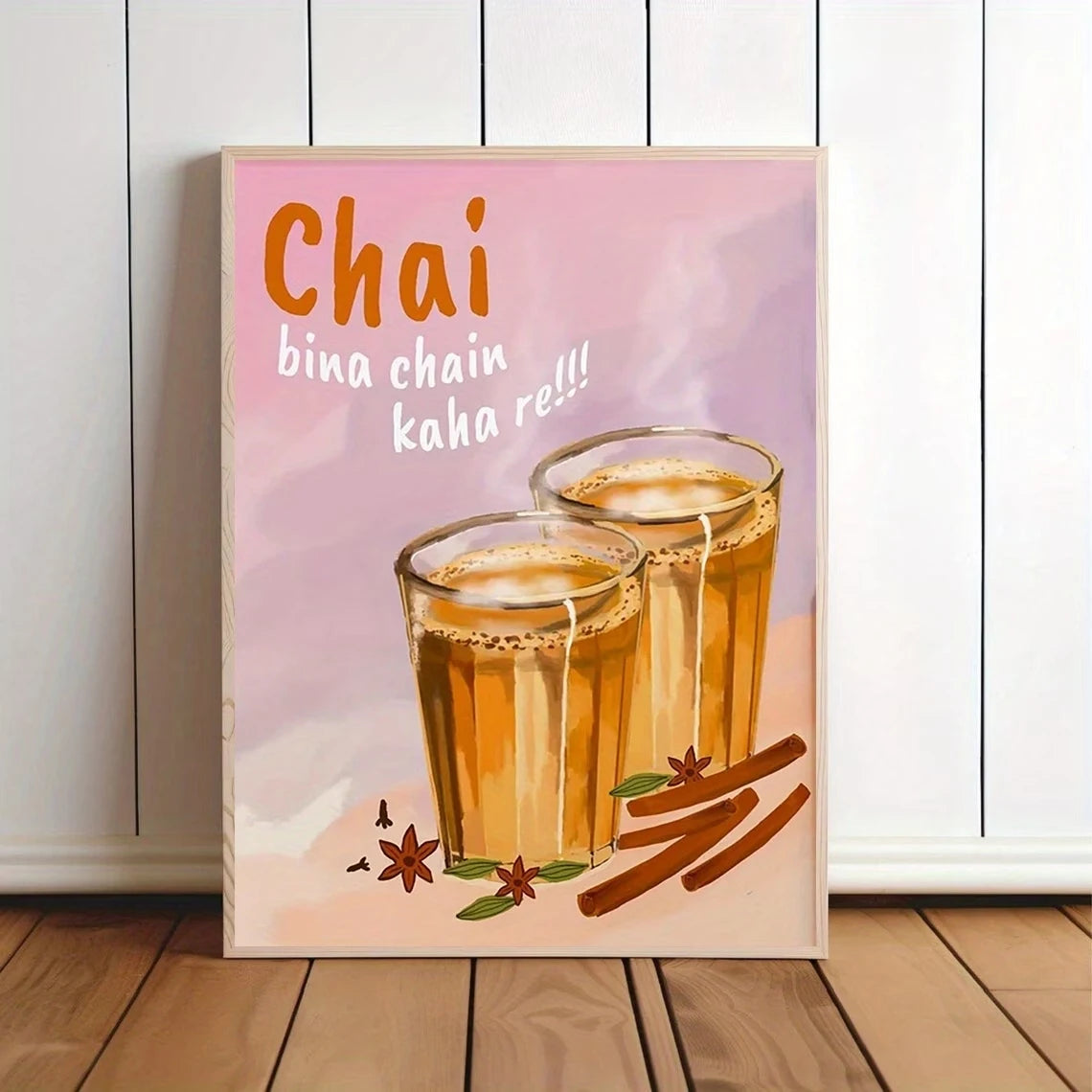 Chai Bina Indian Spice Quote Canvas Wall Art Print Poster