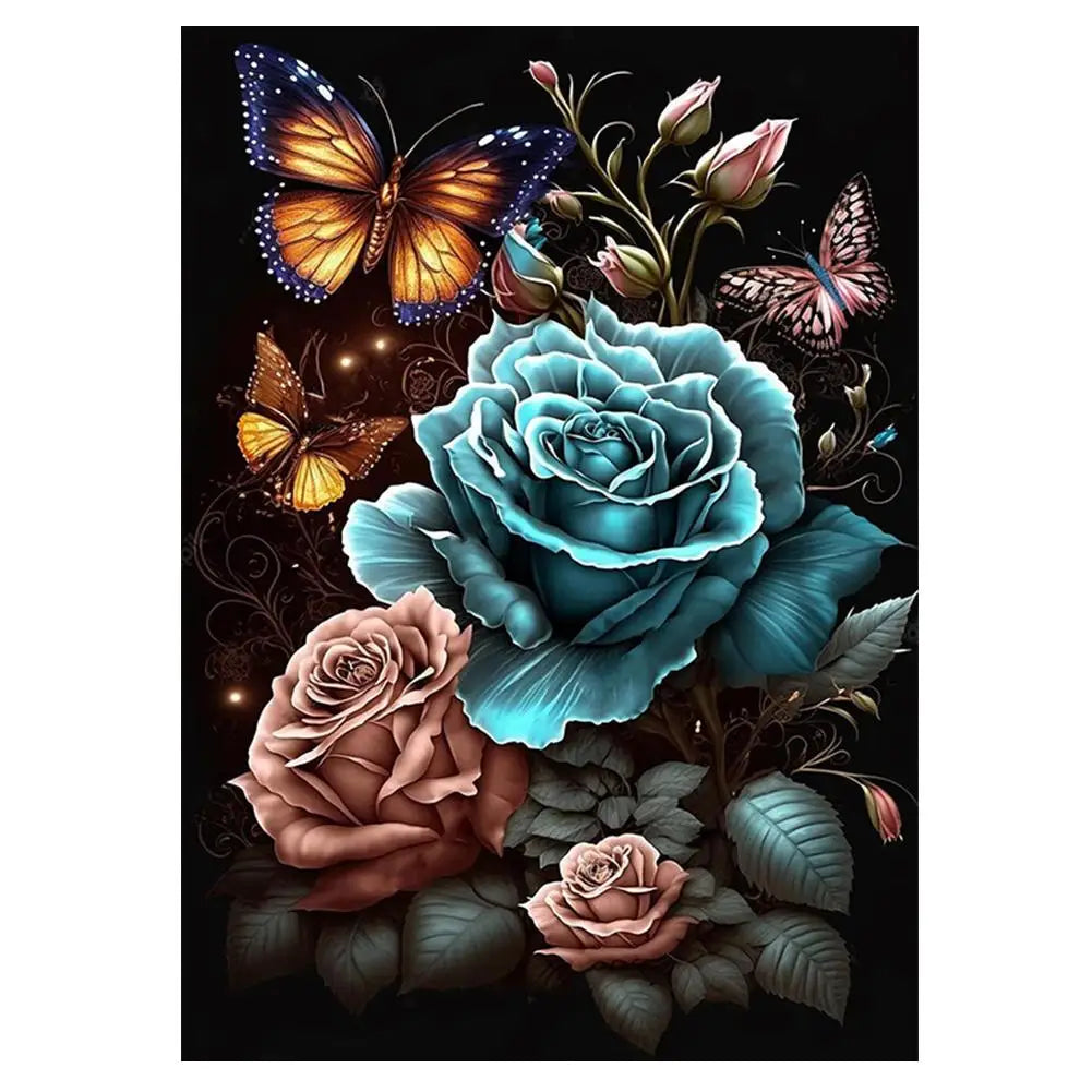 30x40cm Rose Flower Diamond Painting Full round Square Diamond Living Room Bedroom Decorative Artwork DIY Kit Peaceful Pleasures Health and Wellness F