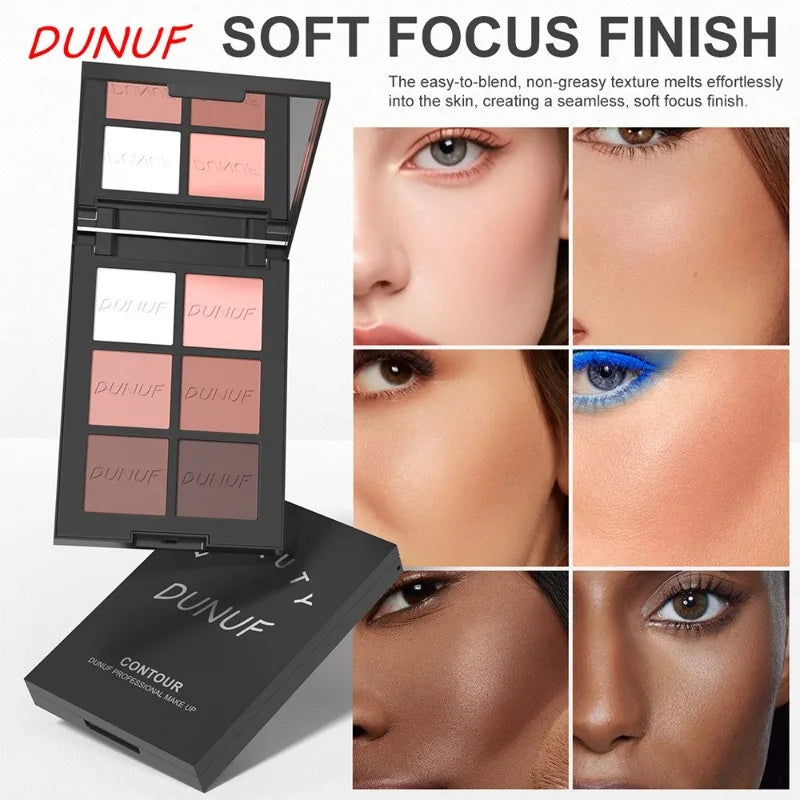 6-Color Highlight & Contour Powder Palette | Bronzer Blush