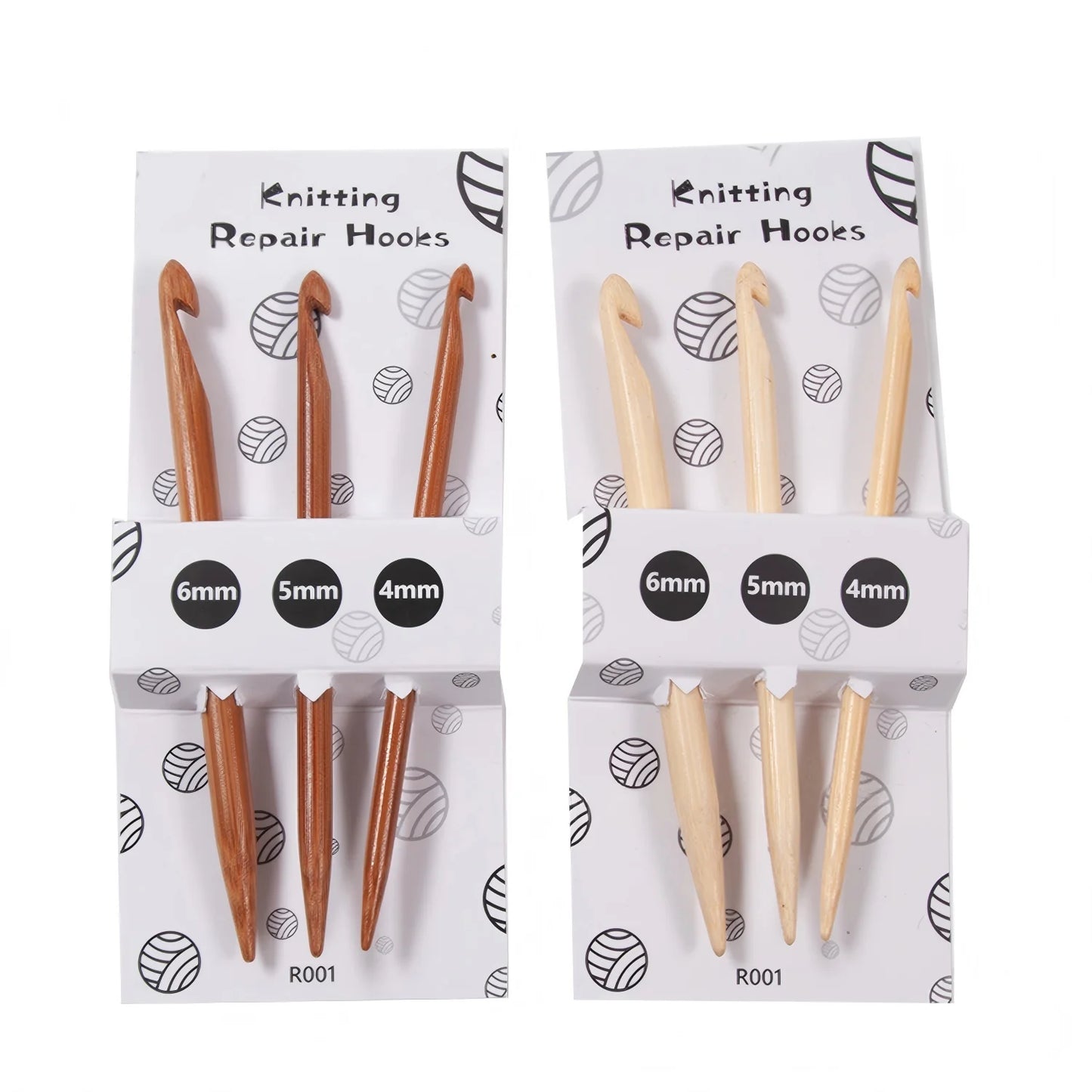 Natural Wooden Eagle Beak Crochet Hooks Set 4mm 5mm 6mm | 3-Piece