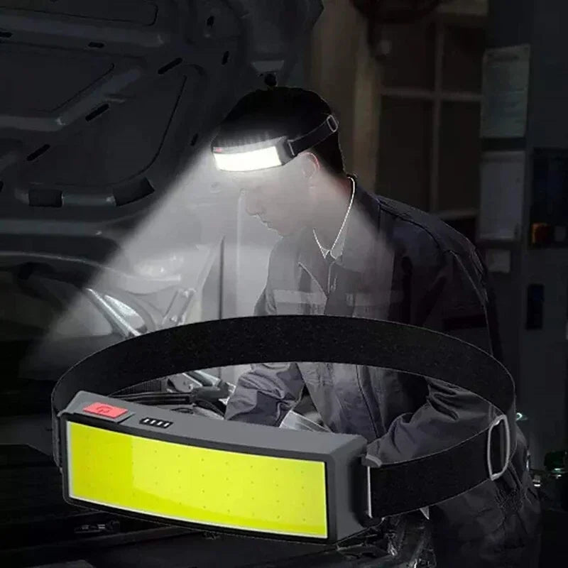 COB LED Headlamp USB-C Rechargeable Waterproof Camping Torch