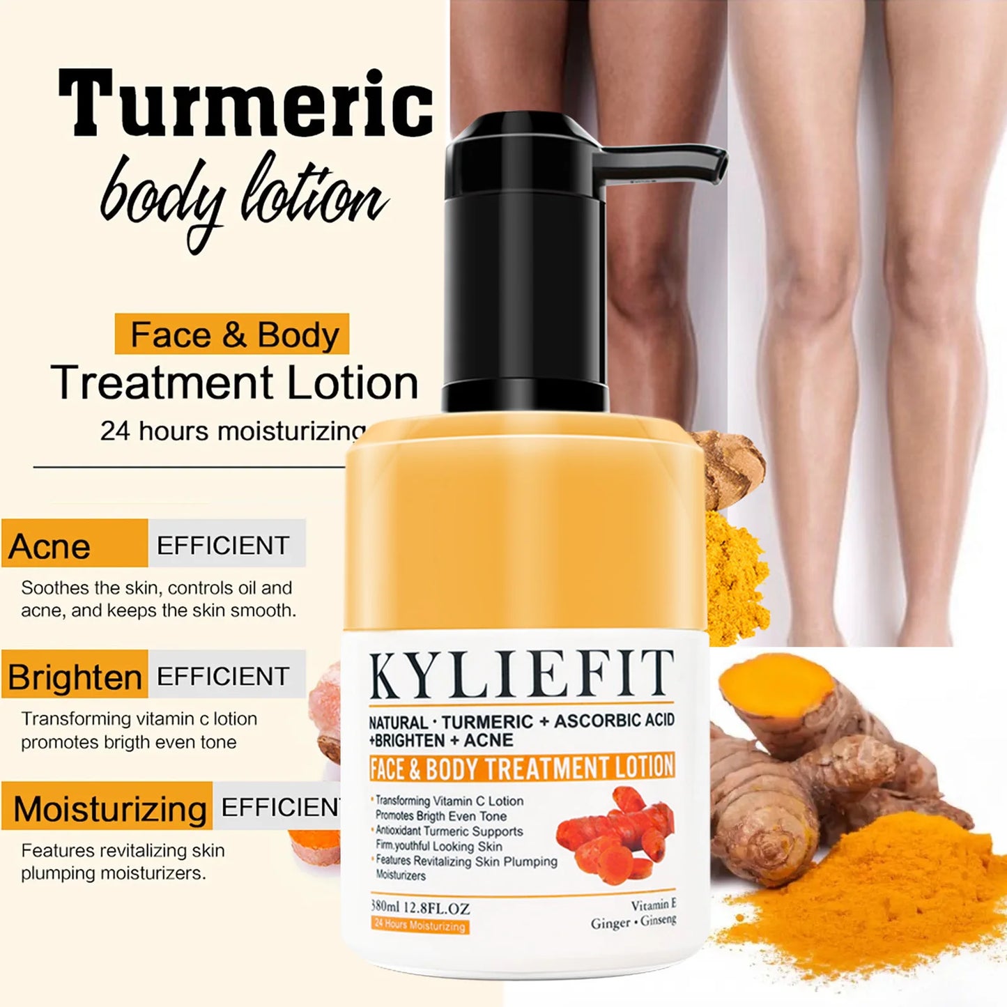 AILKE Turmeric Brightening Lotion | Face & Body Moisturizer