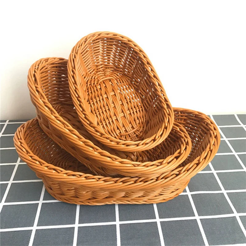 A36T-Wicker Woven Bread Basket Serving Basket Set Of 6,Storage Basket For Food Fruit Cosmetic Storage Table Top And Bathroom Peaceful Pleasures Health and Wellness