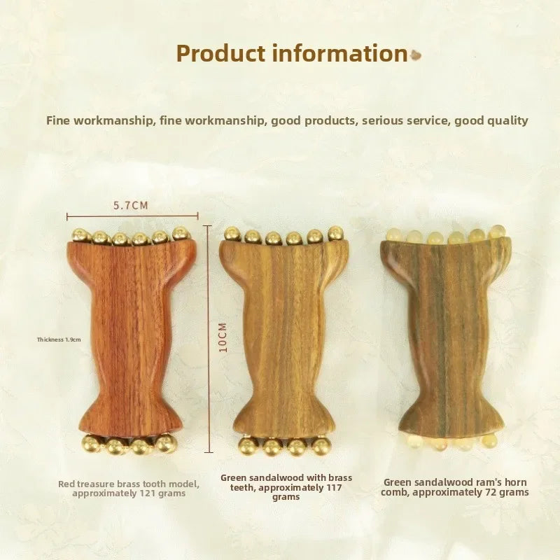 Sandalwood Goat Horn Facial Massager | 14 Bead Fascia Lift Tool Facial Massager Tool Peaceful Pleasures Health and Wellness