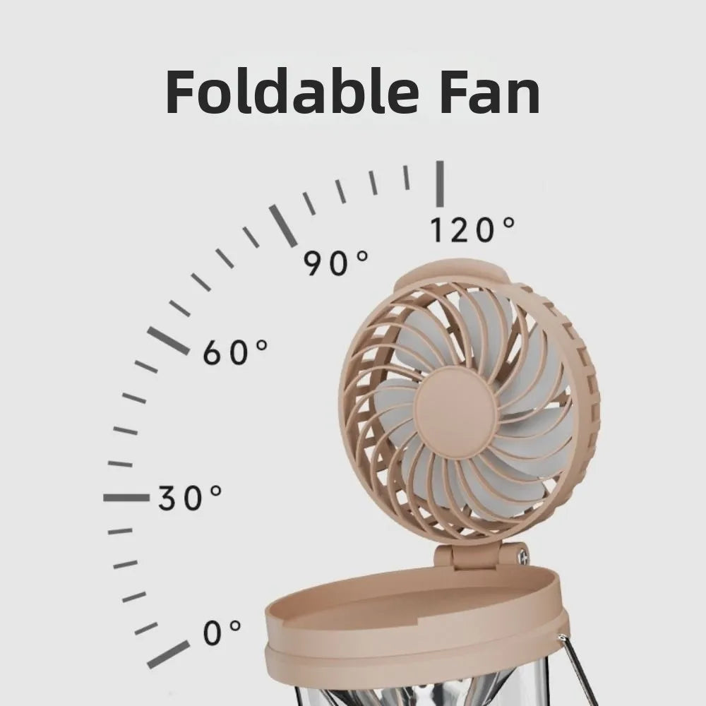 2-in-1 LED Fan Lantern – Foldable Portable Camping Light & Fan