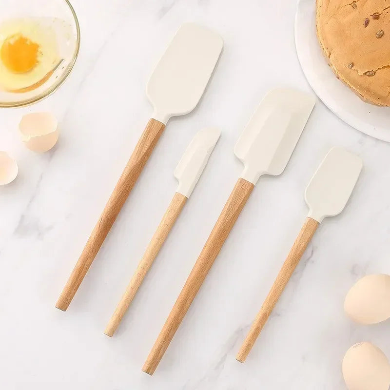 Kitchen Butter Scraper Baking Tools Mixer Spatula for Pastry and Pastry Accessories White Chocolate Wooden Handle Cake Utensils Peaceful Pleasures Health and Wellness