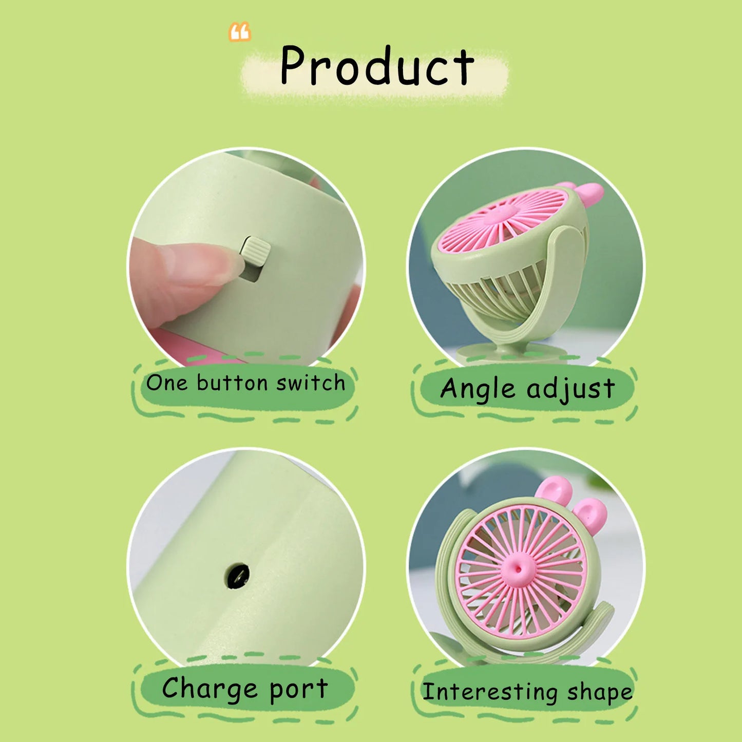 URGGU Mini USB Oscillating Handheld & Desktop Fan | Portable