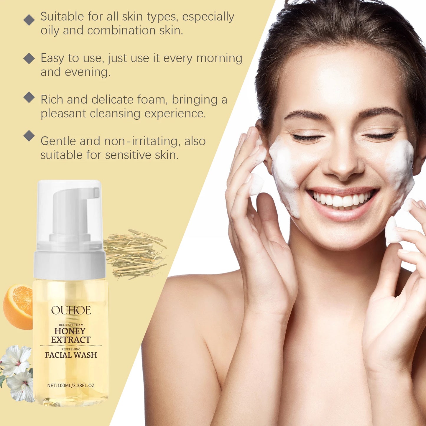 Gentle Honey Foam Face Wash | Oil Control Hydrating Cleanser
