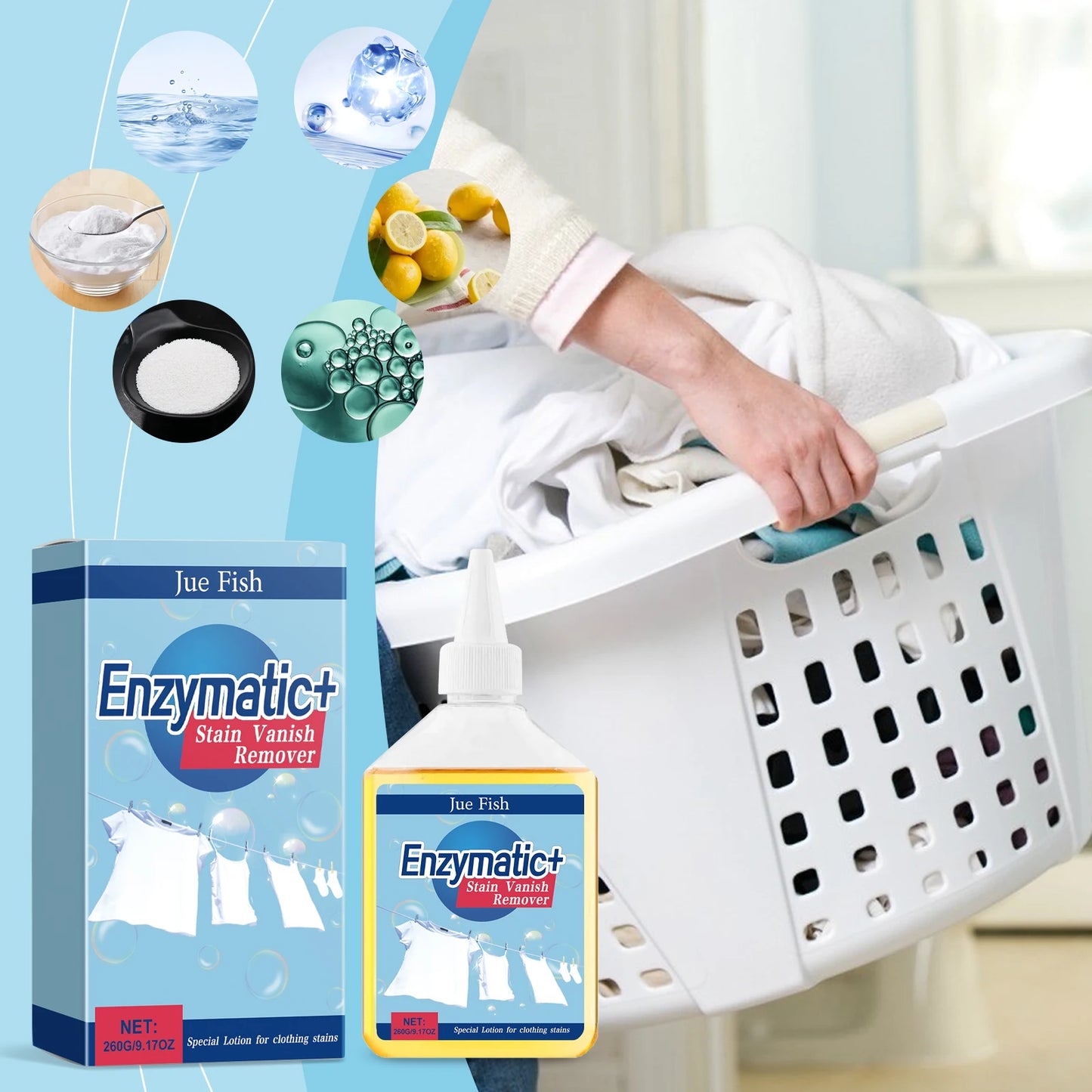 JUE FISH Enzyme Clothing Cleaner 260g | Stain & Sweat Remover