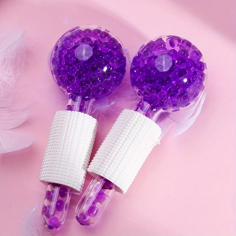 2Pcs Box LCE Globes For Facials Cooling LCE Balls For Face LCE RollerFacial Massager Freezer LCE Globes Tool For Face And Eyes Peaceful Pleasures Health and Wellness PURPLE