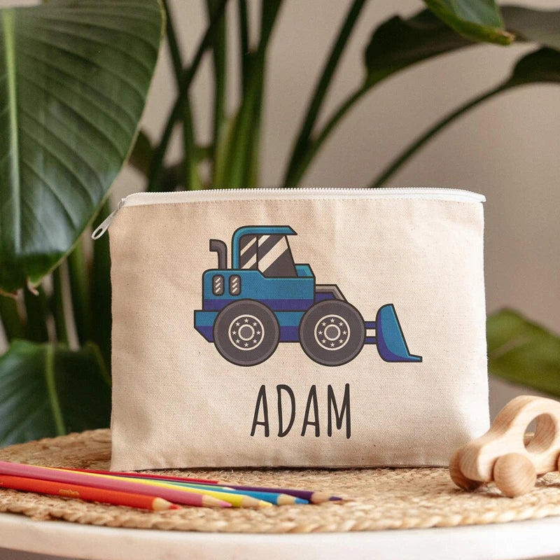 Personalized Tractor Pencil Case | Kids Zipper Pouch School Gift Personalized Pencil Case Peaceful Pleasures Health and Wellness