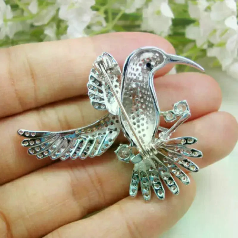 Rhinestone Hummingbird Brooch for Women – Shiny Alloy Pin Fashion Brooch Pin Peaceful Pleasures Health and Wellness