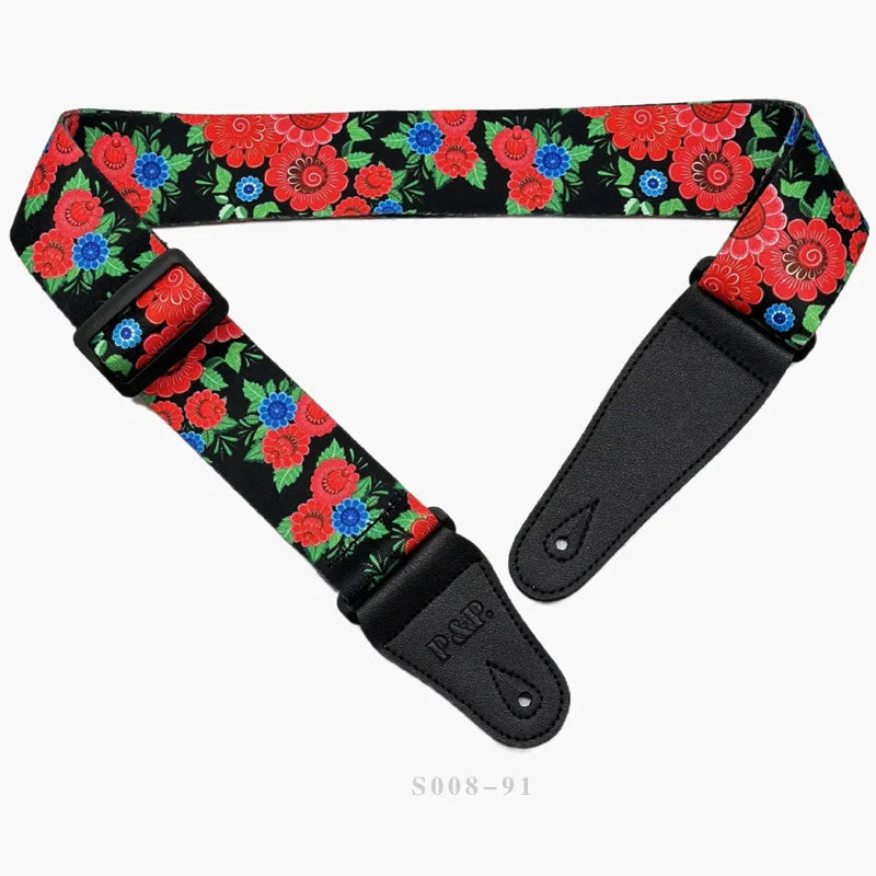 PP Guitar Strap Ethnic Sunflower Flower Musical Instrument