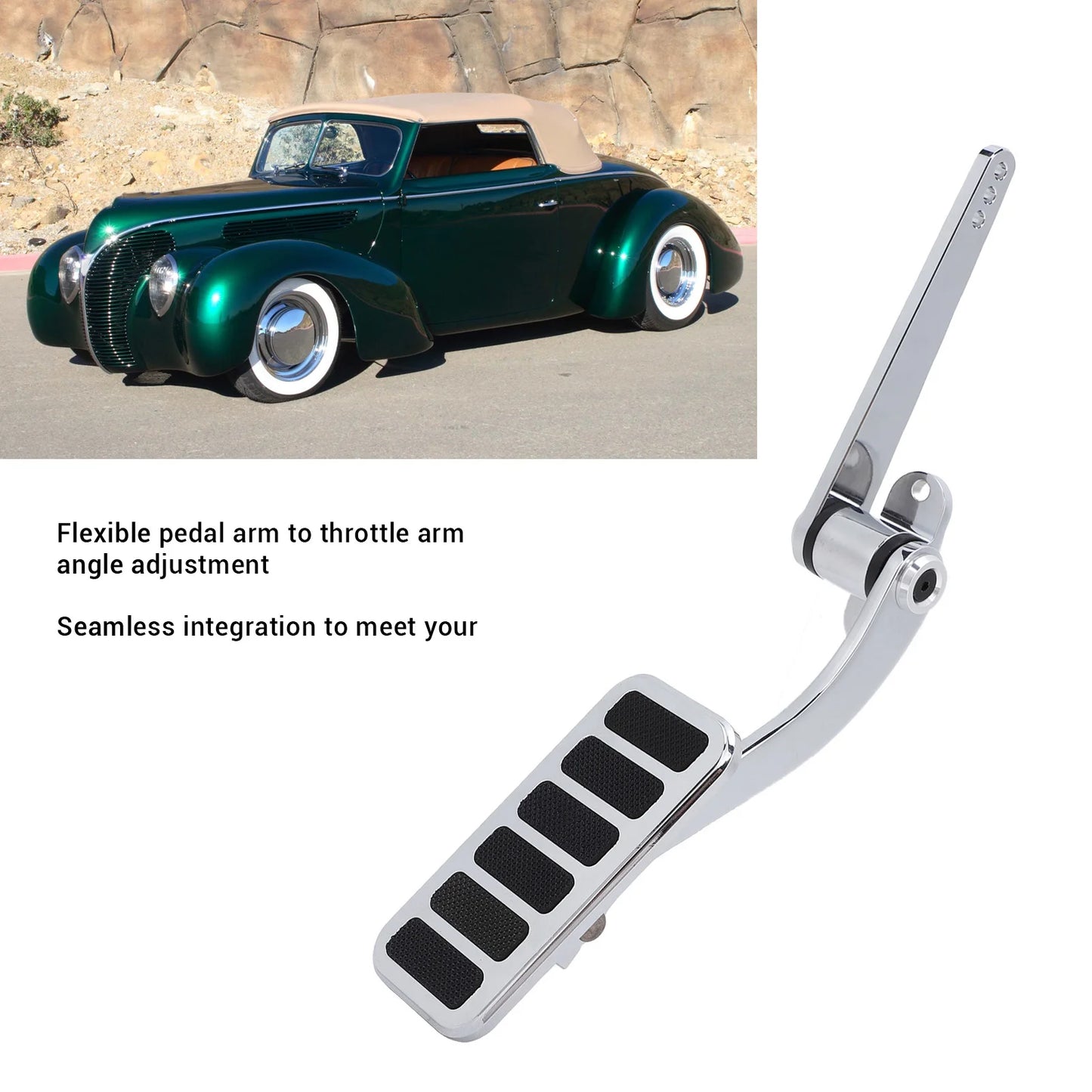 Polished Aluminum Throttle Pedal | Classic Cars Hot Rods 4.5"x2" Throttle Pedal Assembly Peaceful Pleasures Health and Wellness
