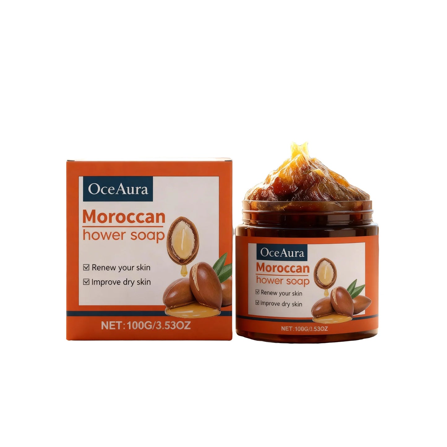 OceAura Moroccan Black Soap – Exfoliating Moisturizing Body Wash