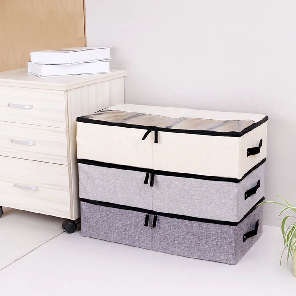 Clothing Storage Bag Made Of Cotton And Linen Washable Separated Dust-Proof Thickened Suitable For Moving Bed Bottom Storage Box Peaceful Pleasures Health and Wellness