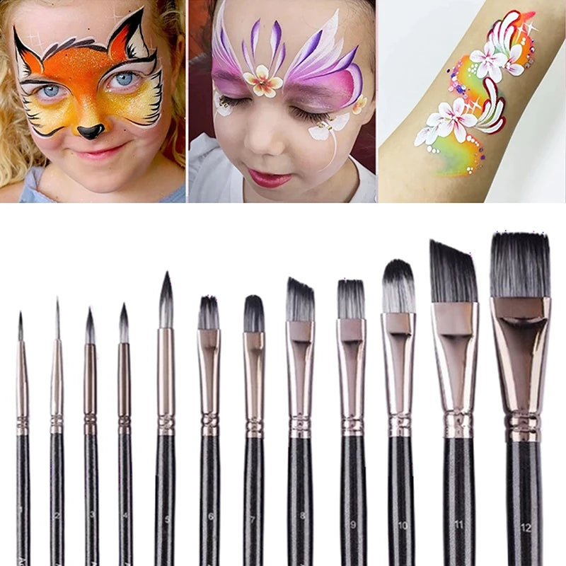 12-Piece Paint Brush Set – Nylon, Acrylic, Watercolor, Oil