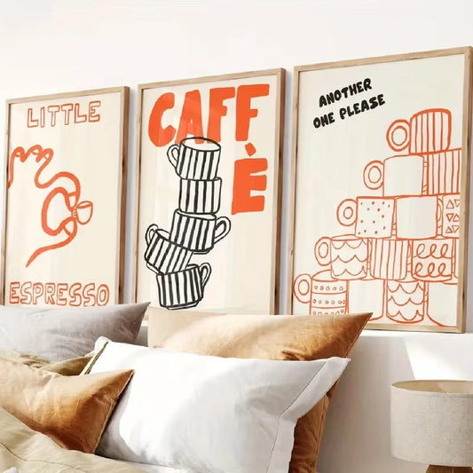 3-Piece Modern Espresso Canvas Wall Art – Orange & Black Canvas Wall Art Set Peaceful Pleasures Health and Wellness G4249-3pcs 21x30cm Unframed
