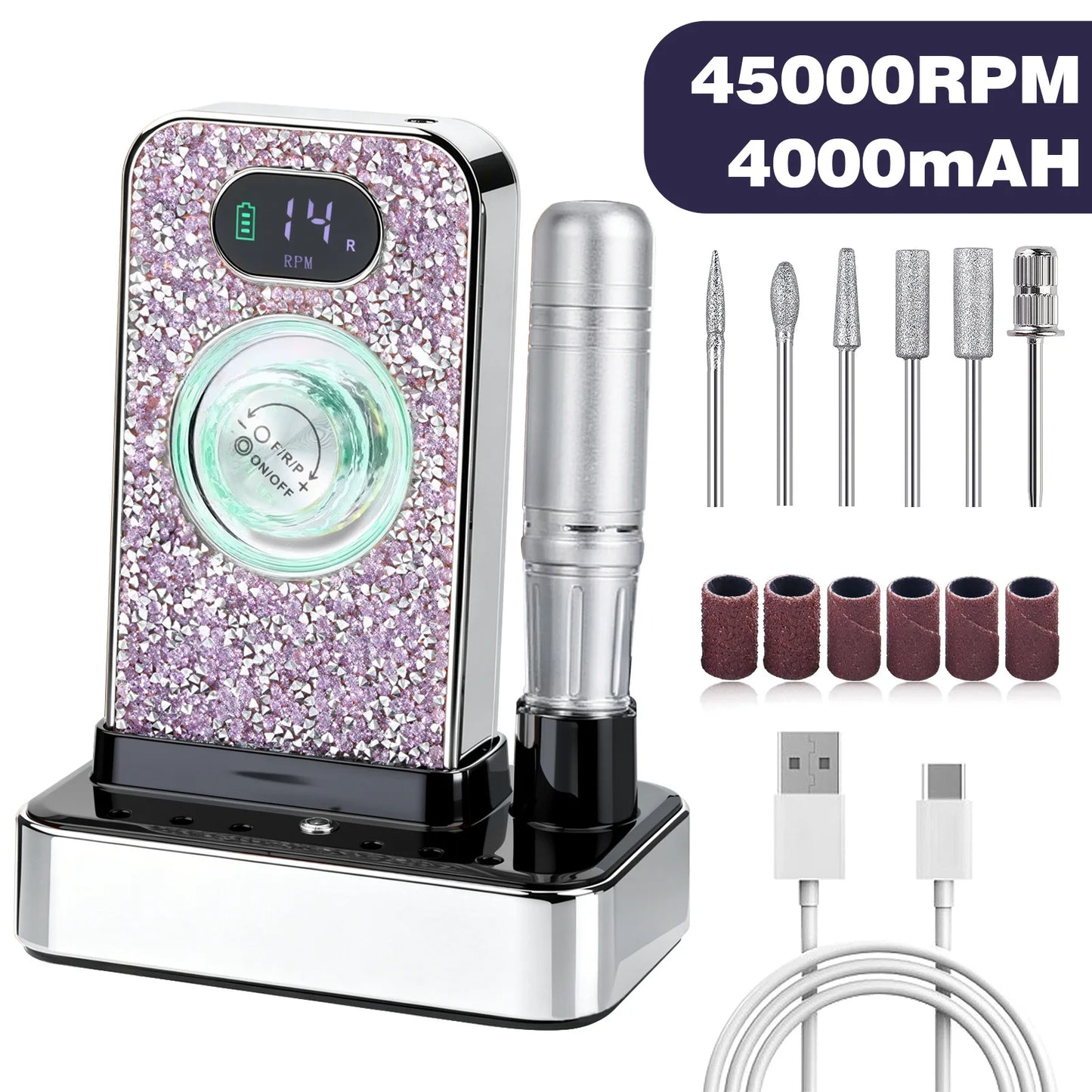 45000 RPM Professional Electric Nail Drill & Gel Polisher Machine