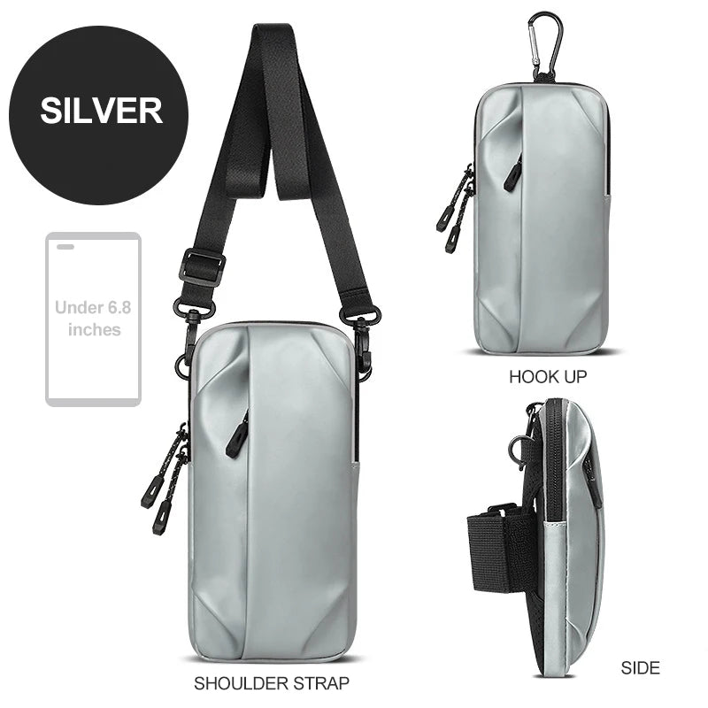 cell phone armband for running magnetic armband bags for women Mobile phone wrist stand bag for men Running racing accessories Peaceful Pleasures Health and Wellness Silver
