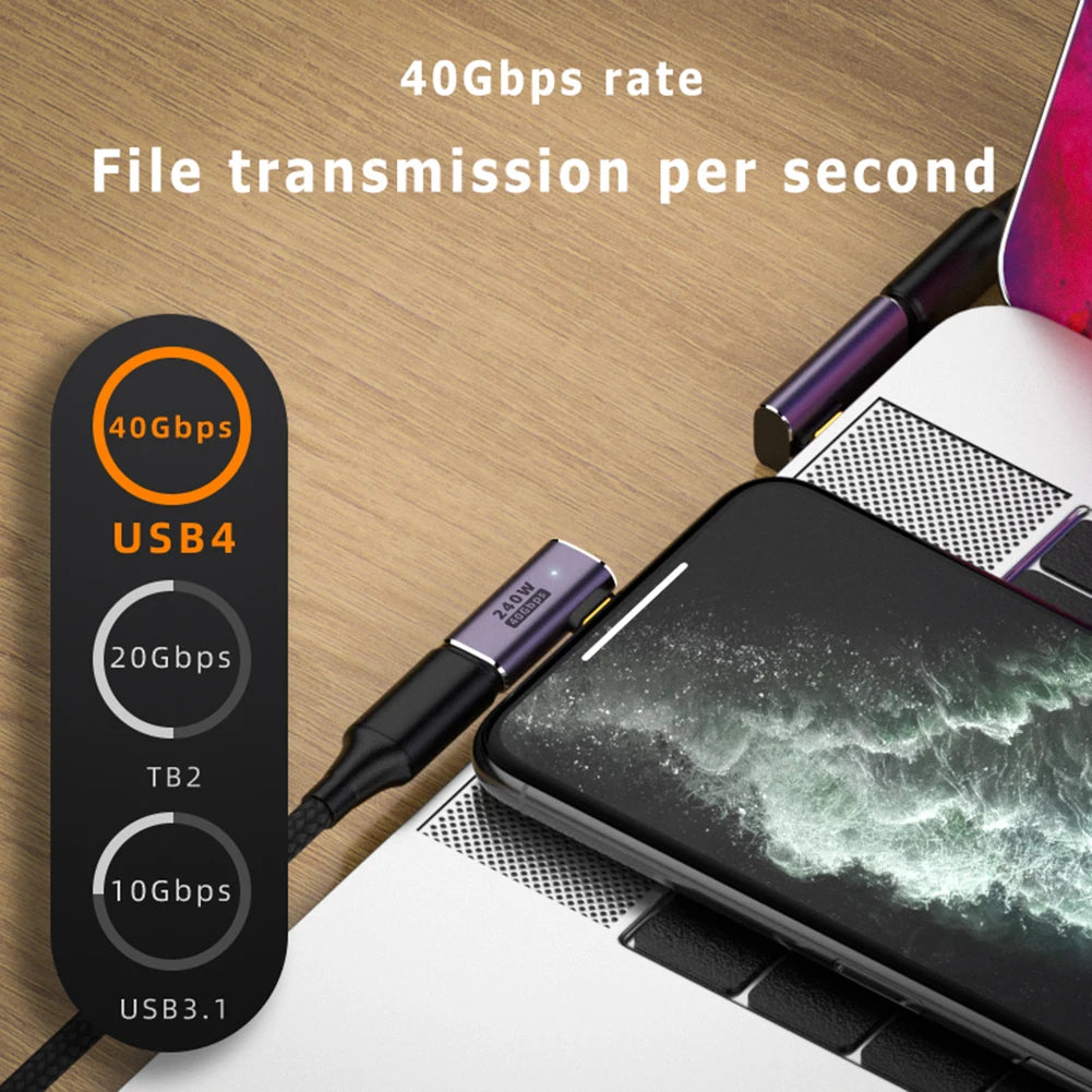USB4 Type-C Adapter 240W PD 40Gbps 8K@60Hz Elbow OTG Converter Peaceful Pleasures Health and Wellness