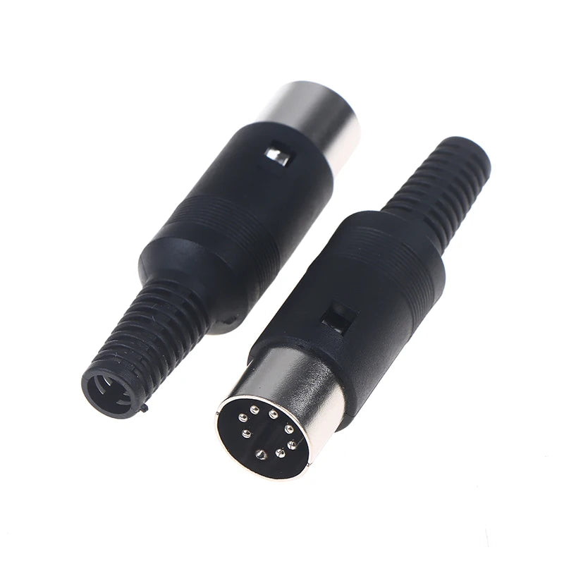 2Pcs/pack 3P 4P 5P 6P 7P 8P DIN Male/Female Plug Soecket Jack With Plastic Handle Keyboard Cable Connector Adaper Peaceful Pleasures Health and Wellness 7pins plug