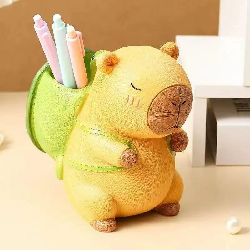 Creative Cute Capybara Pen Holder Large Capacity Portable Makeup Brush Holder Multi Functional Cartoon Stationery Storage Box Peaceful Pleasures Health and Wellness