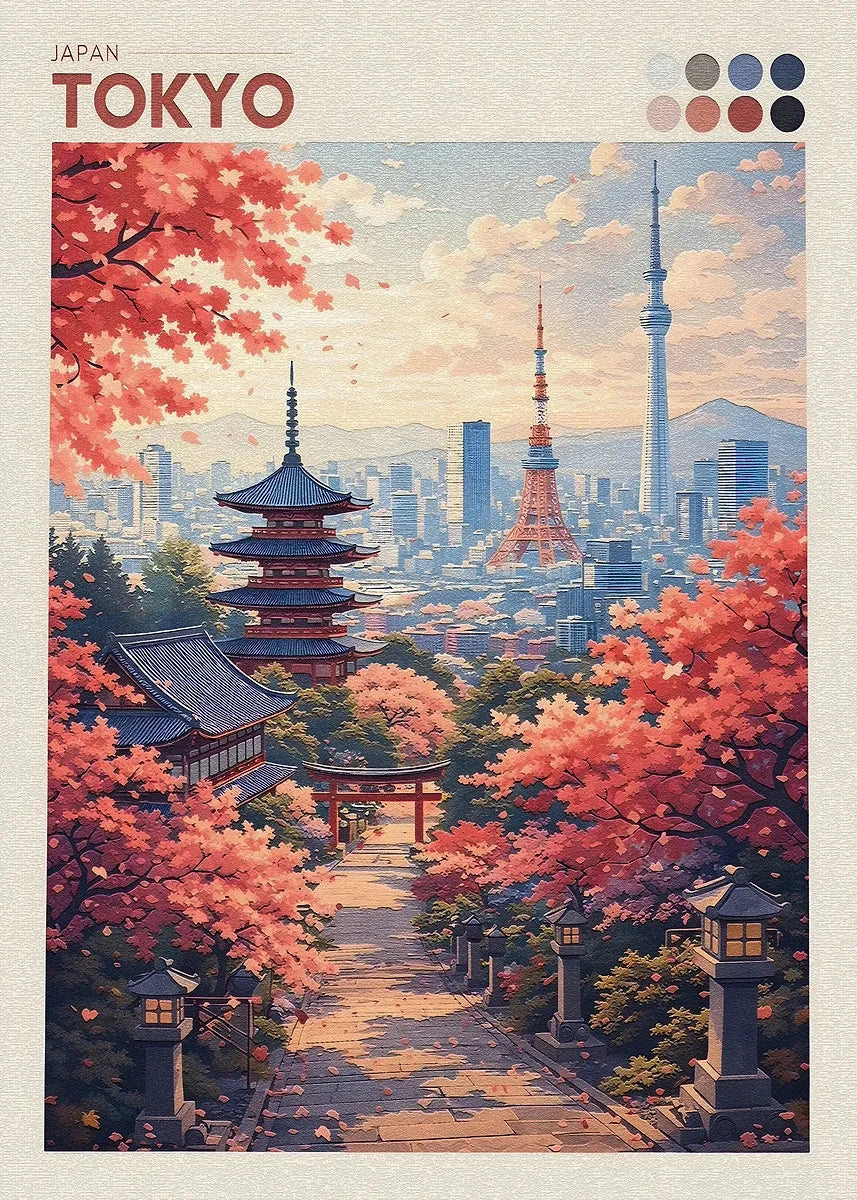 Japan Autumn Cityscape Canvas Print | Yokohama Wall Art Décor