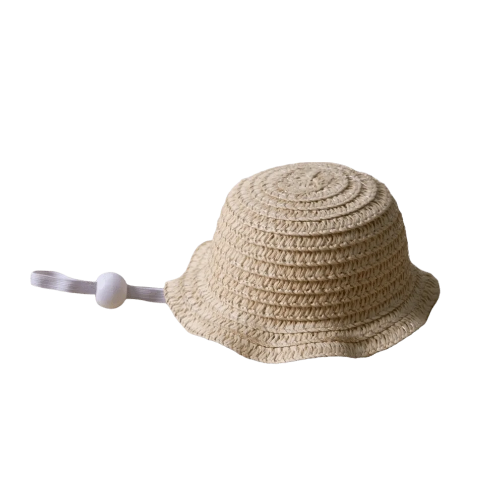 Adjustable Pet Straw Hat | Wide Brim Dog Sun Cap & Photo Prop