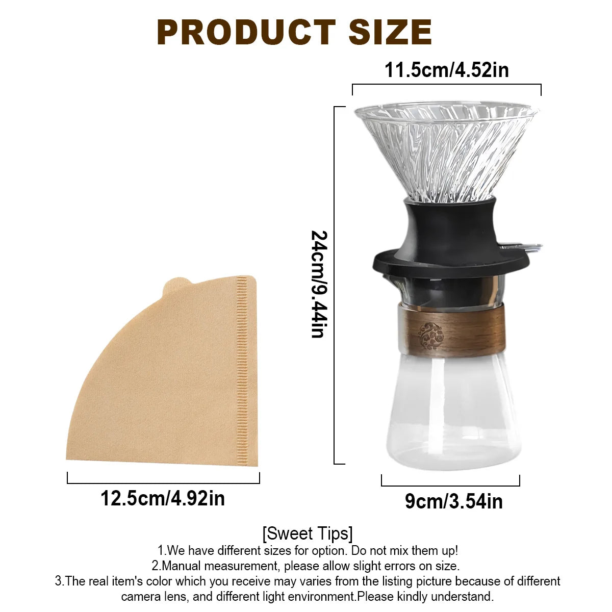 Pour Over Coffee Maker Set, Portable Coffee Pot Filter- Include Borosilicate Glass Coffee Sharing Pot, 100pcs Paper Filter Peaceful Pleasures Health and Wellness