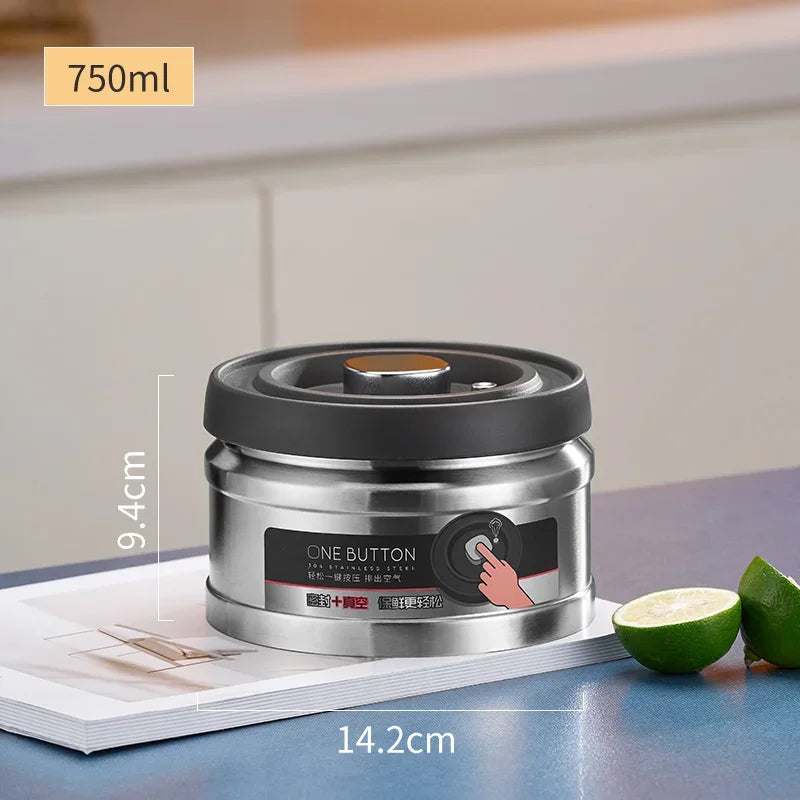 Vacuum Sealed Jug Coffee Beans Stainless Steel Airtight Container Kitchen Food Grains Candy Keep Fresh Storage Jar Peaceful Pleasures Health and Wellness 750ML