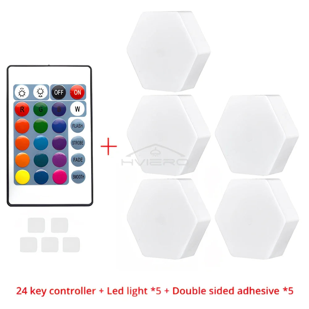 RGB Hexagon LED Wall Light – Touch & Remote Modular Honeycomb