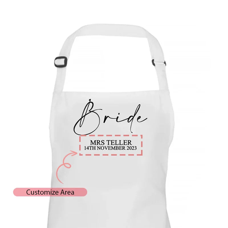 Personalised Wedding Day Apron – Bride & Groom Keepsake Gift Personalised Wedding Apron Peaceful Pleasures Health and Wellness custom Bride apron Custom Text