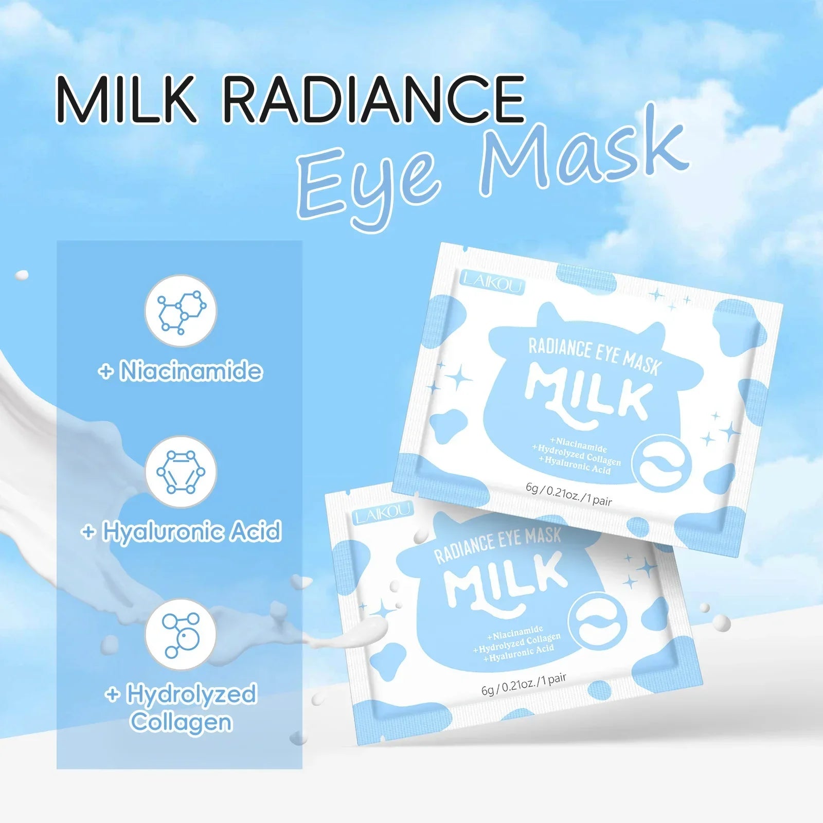 5/10 PCS LAIKOU Eye Mask Anti Dark Circles Removal Eyes Bags Moisturizing Firming Eye Patches Eyes Skin Care Products Peaceful Pleasures Health and Wellness