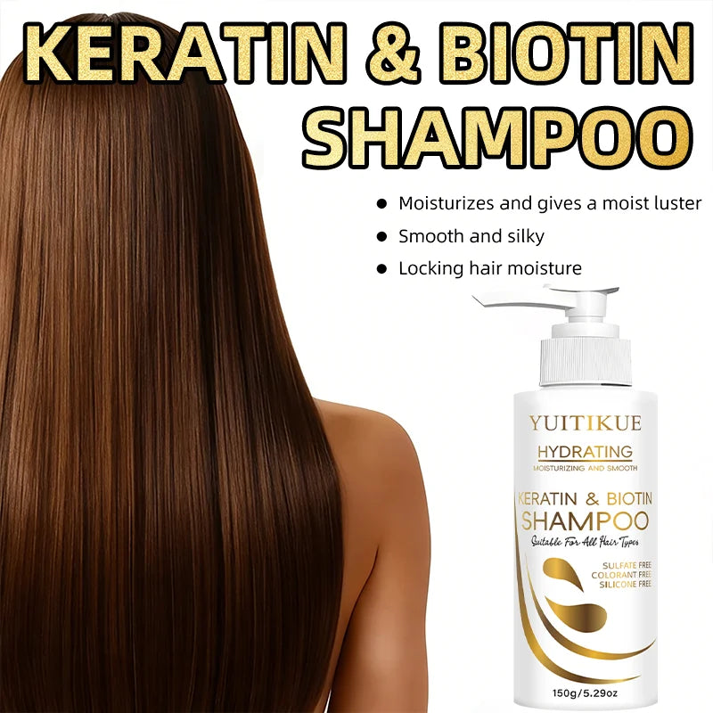 YUITIKUE Keratin & Biotin Shampoo – Smooth, Glossy Hair Keratin Biotin Shampoo Peaceful Pleasures Health and Wellness