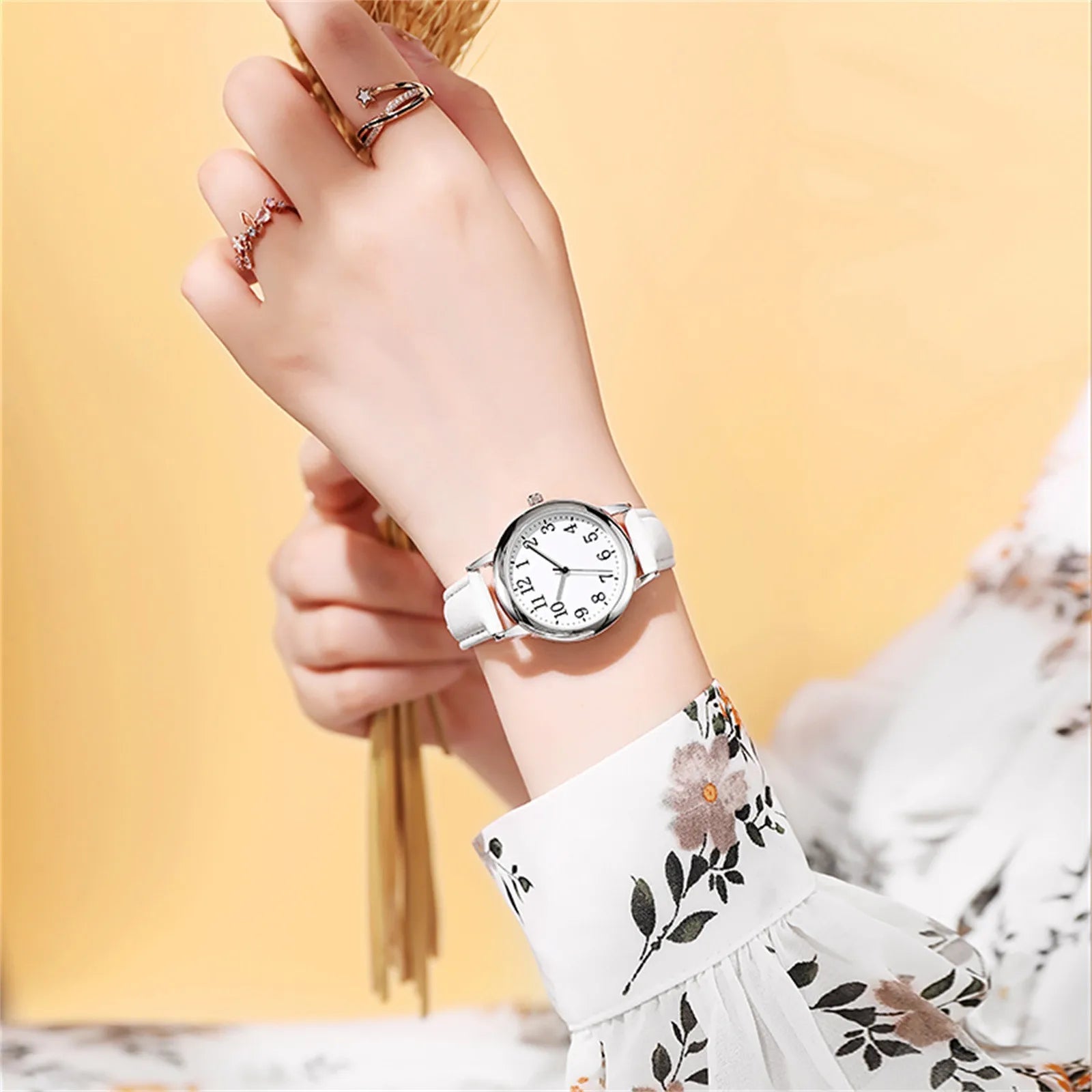 Japan Movement Women Quartz Fine Watch Easy To Read Arabic Numerals Simple-Dial Peaceful Pleasures Health and Wellness