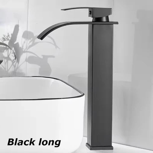 Black Stainless Steel Waterfall Basin Faucet | Hot & Cold