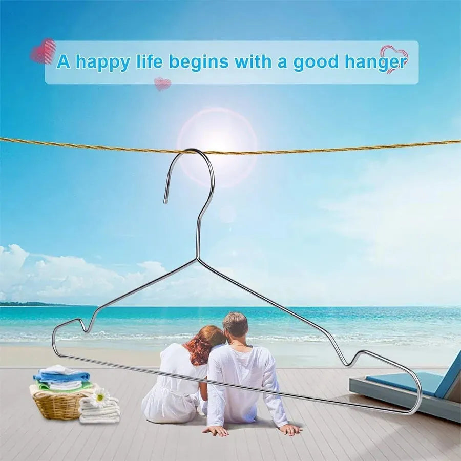 Wire Clothes Hanger, Strong and Durable Stainless Steel Metal Clothes Hanger, Heavy Duty Non-Slip Slim Space Saving, 16.5 Inch Peaceful Pleasures Health and Wellness