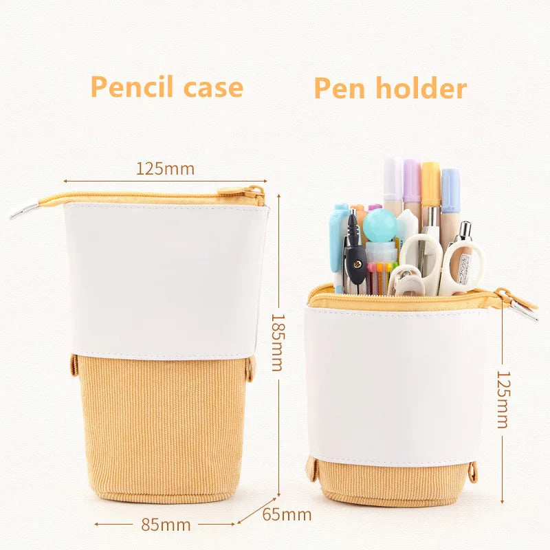 New Creative Retractable Pencil Case Kawaii DIY Printed Pen Case Large Capacity Pen Holder Office Stationery Storage Pencil Bag Peaceful Pleasures Health and Wellness