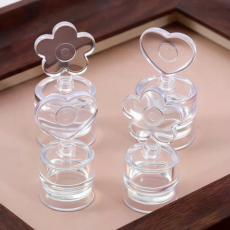 Transparent Nail Stamper With Scraper Heart Flowers Shaped Jelly Silicone Head Stamp For French Nails Printing Peaceful Pleasures Health and Wellness