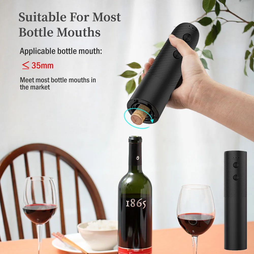 One-click Button Electric Wine Bottle Opener Automatic Corkscrew USB Rechargeable Wine Opener Wine Tools Bar Kitchen Products Peaceful Pleasures Health and Wellness