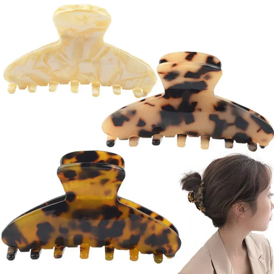 Fashion Acetate Leopard Print Hair Claws Geometric Crab Shape Clamp Styling Hair Clips for Women Girls Hairpin Hair Accessories Peaceful Pleasures Health and Wellness