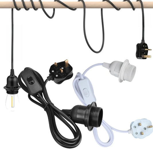 Ceiling Pendant Light Fitting E27 Screw Lamp Holder with Switch Suspended & Lock Ring for Shade 2 Core Extension Cable UK Plug Peaceful Pleasures Health and Wellness