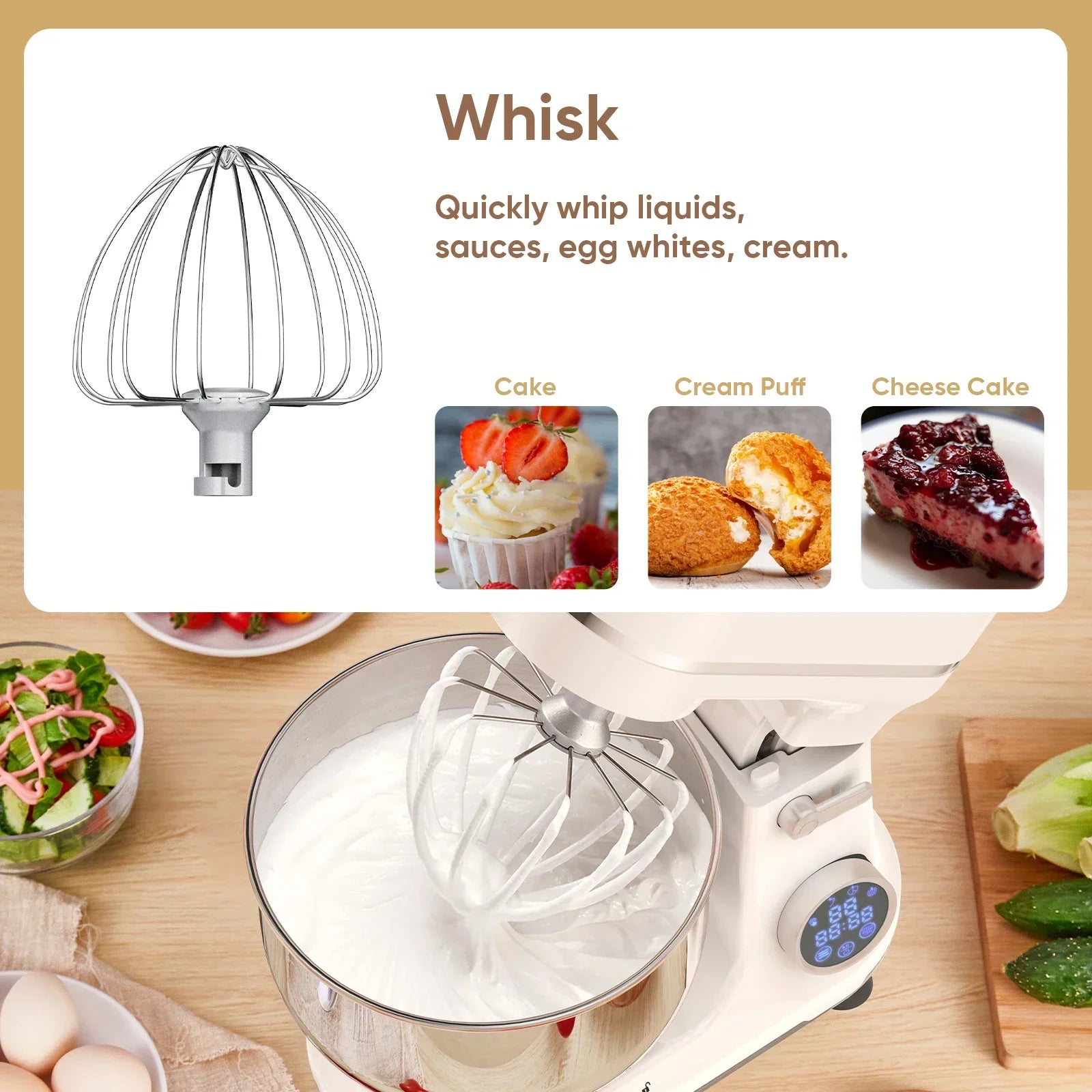 BioloMix 1200W Stand Mixer – 11-Speed, OLED Touch, Tilt-Head, 5L Stand Mixer BioloMix
