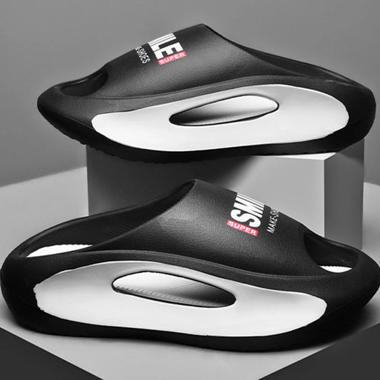 Men Cloud Slippers Open Toe Cushioned Thick Sole Shower Slippers for Beach Hotel Gym Vacation Peaceful Pleasures Health and Wellness