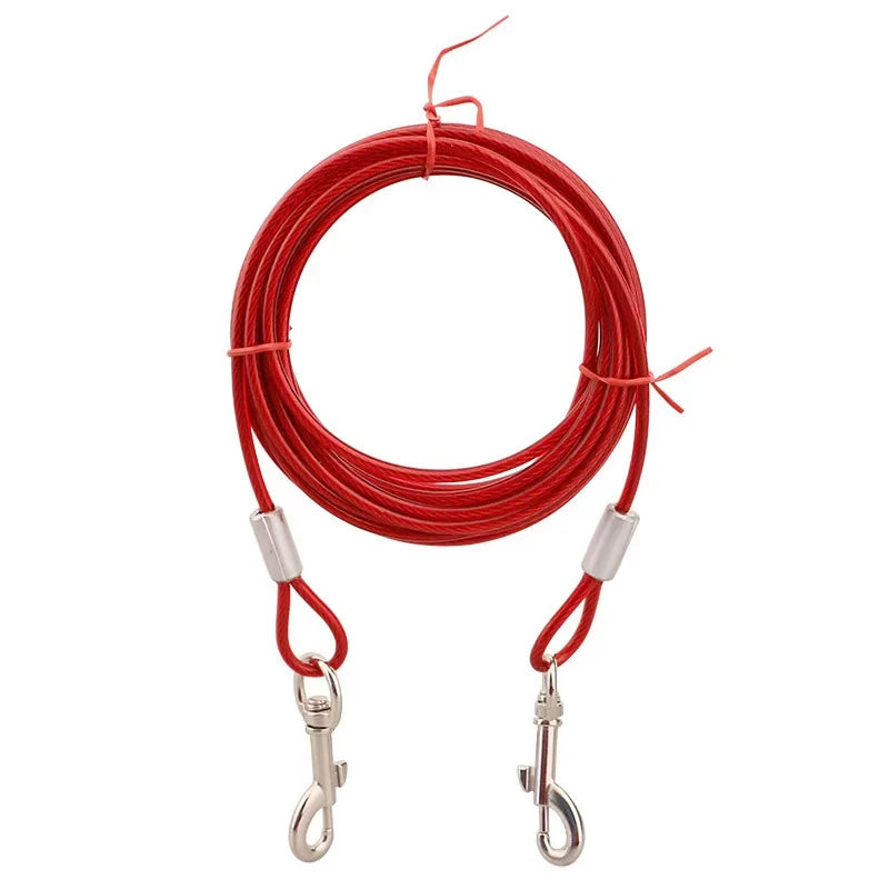 Heavy Duty 3m Dog Tie Out Cable Leash Durable Metal Glue Coated Steel Wire Outdoor Traction Rope Peaceful Pleasures Health and Wellness