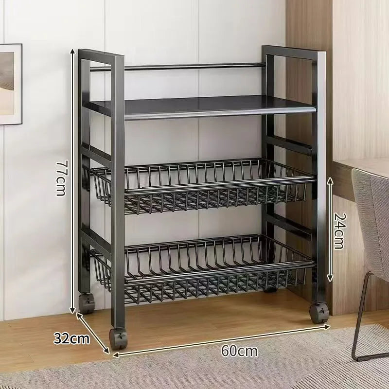 Sturdy Space Saving Heavy Duty Thickened Mesh Basket Kitchen Storage Rack For Vegetable and Fruit Organizer For Dorm Home Use Peaceful Pleasures Health and Wellness Signle 3 Layer B 60