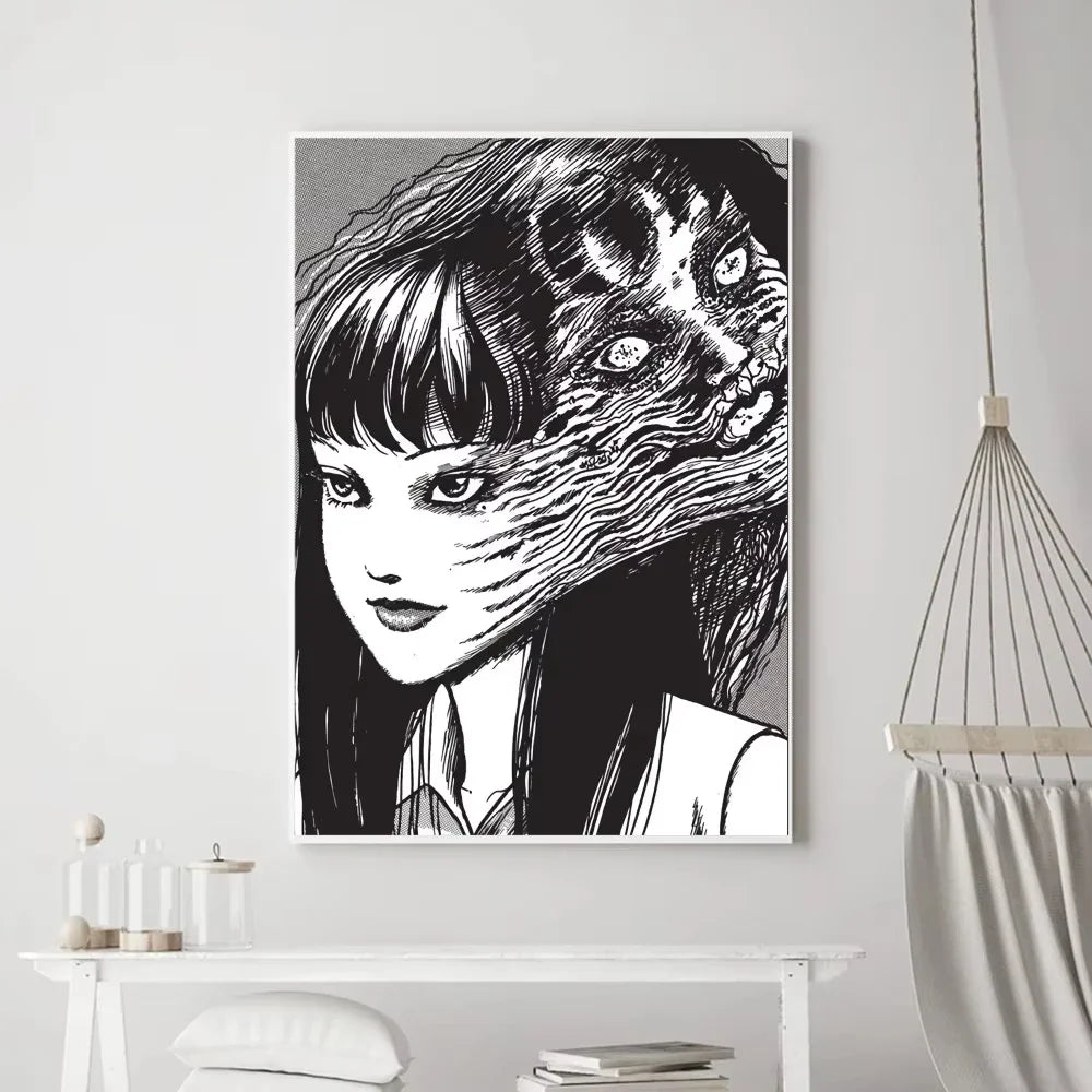 Junji Ito Horror Anime Canvas Poster | Dark Aesthetic Wall Art