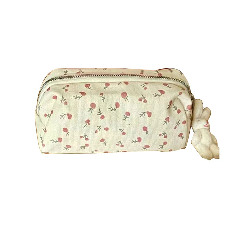 Floral Canvas Pencil Case – Large Capacity Bag for Girls